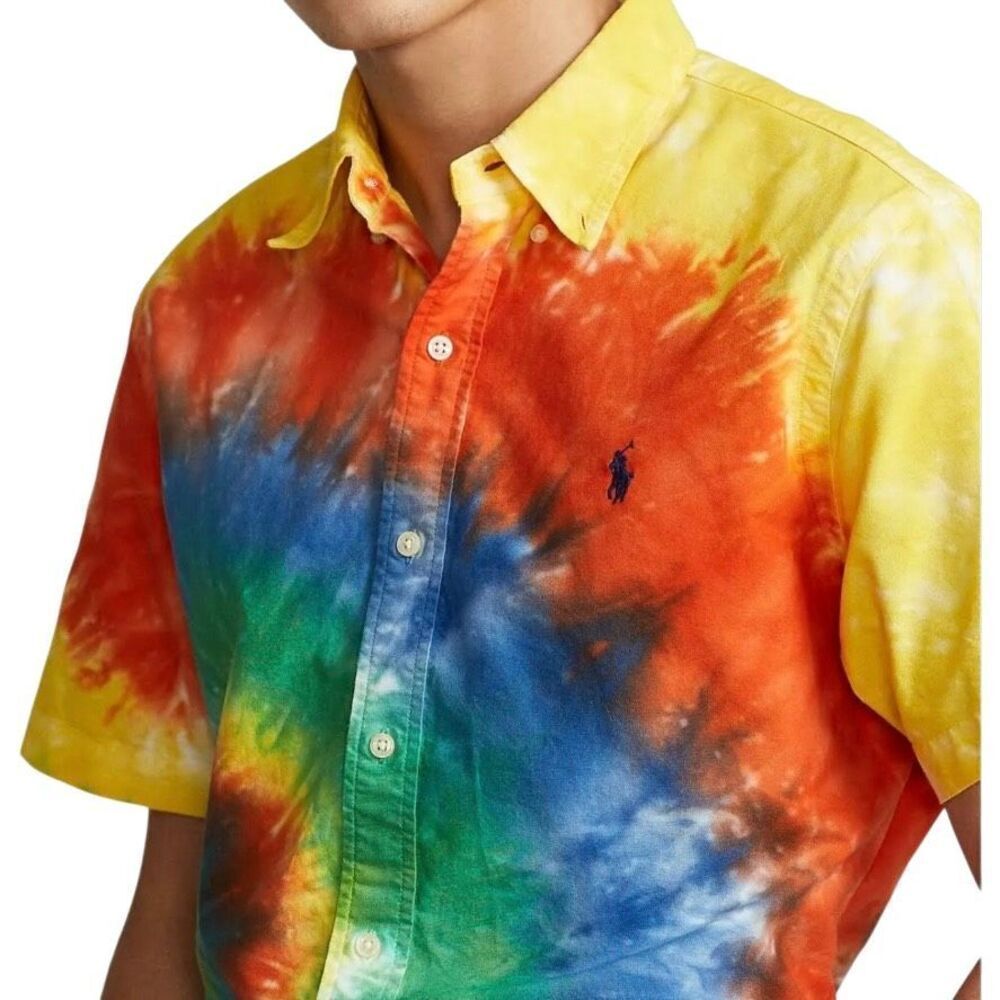 Polo Ralph Lauren Classic Fit Tie-Dye Oxford Shirt Blue/Green Tie Dye Multi Larg